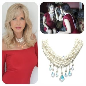 Kinley Multi Strand Pearl n Crystal Drop Necklace